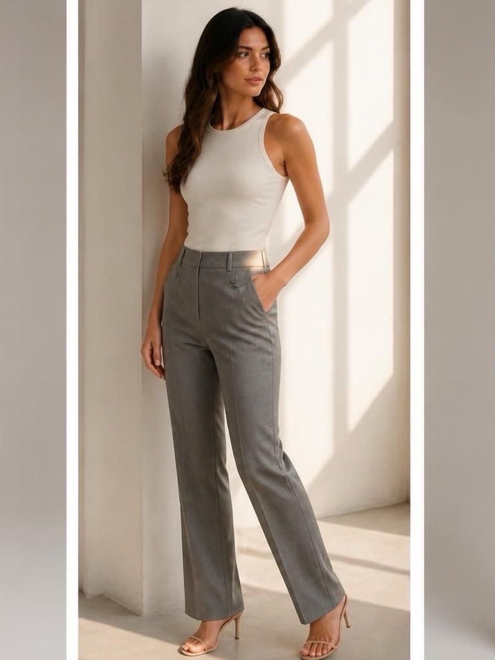 Fabiana Filippi Italian Wool Blend Dress Pants Grey Size 42 S Small Italy